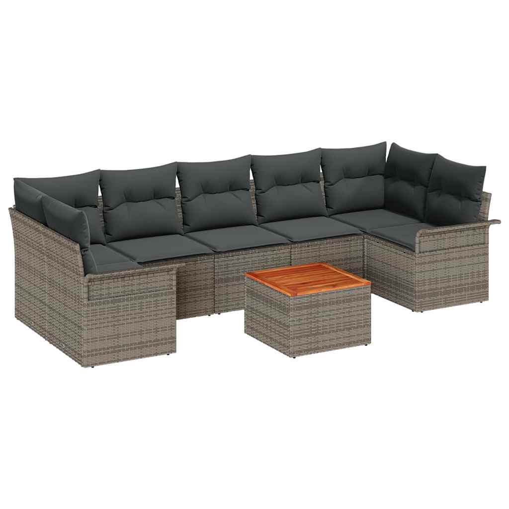 Conjunto de Sofá de Jardim 8 pcs Cinzeto Rattan Sintético