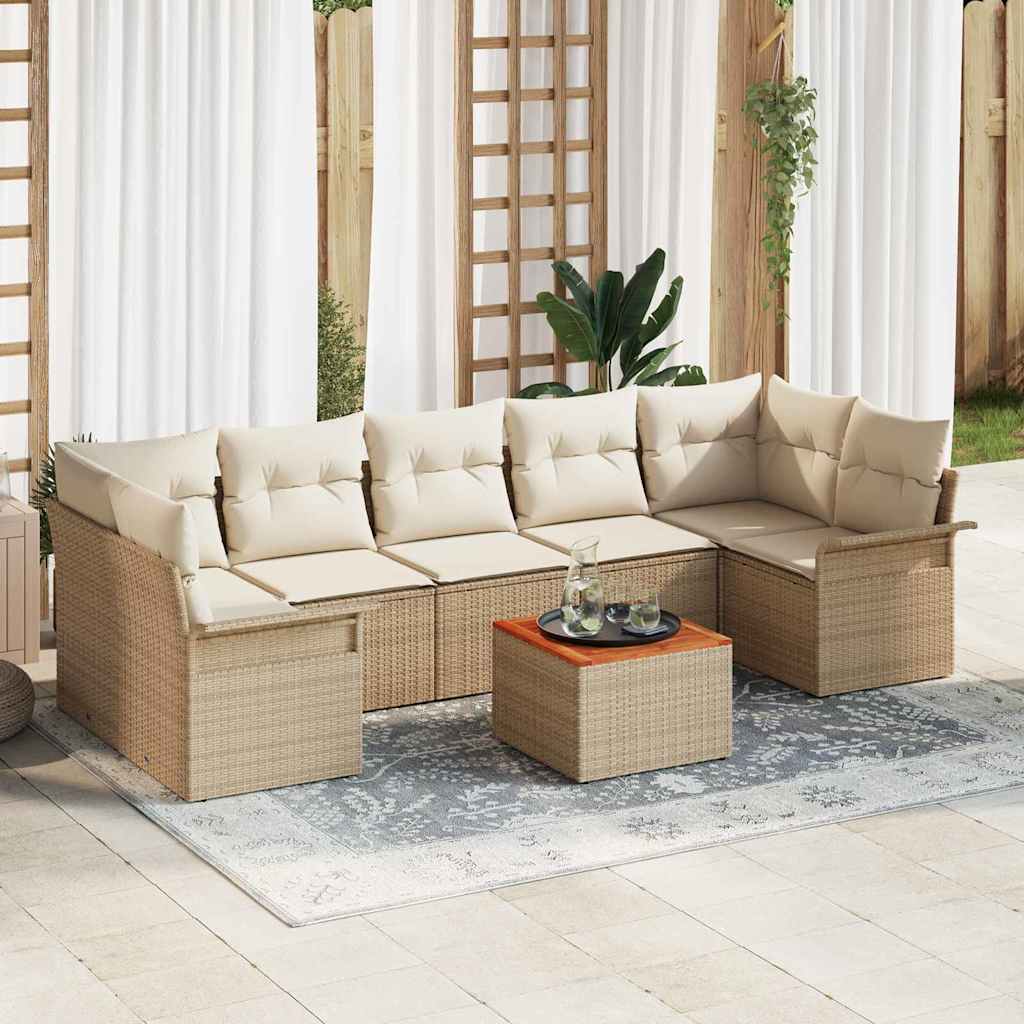 Conjunto de Sofá de Jardim 8 pcs Bege Rattan Sintético