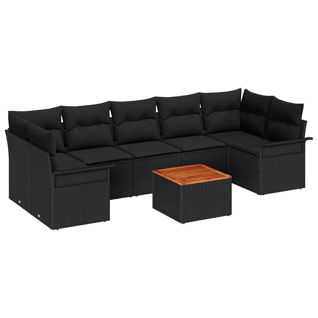 Conjunto de Sofá de Jardim 8 pcs Preto Rattan Sintético