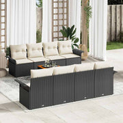 Conjunto de Sofá de Jardim 9 pcs Preto Rattan Sintético