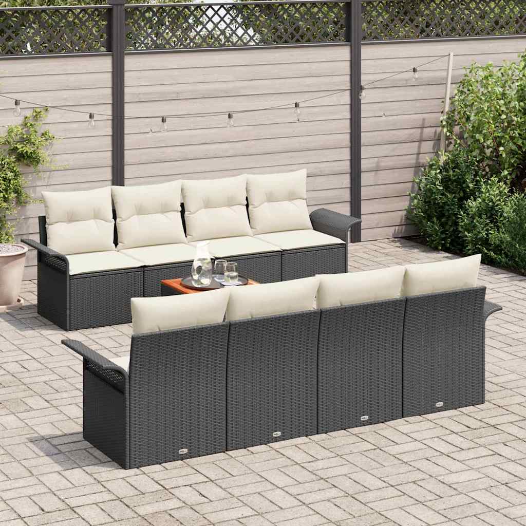 Conjunto de Sofá de Jardim 9 pcs Preto Rattan Sintético