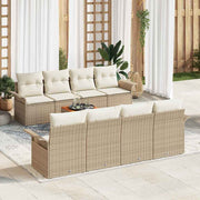 Conjunto de Sofá de Jardim 9 pcs Bege Rattan Sintético