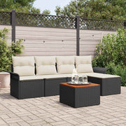 Conjunto de Sofá de Jardim 6 pcs Preto Rattan Sintético