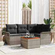 Conjunto de Sofá de Jardim 5 pcs Cinzeto Rattan Sintético