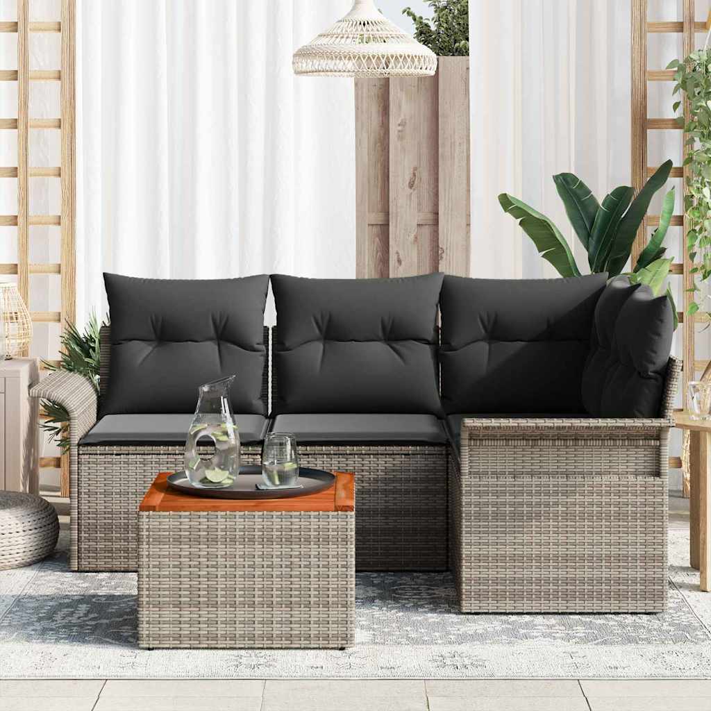 Conjunto de Sofá de Jardim 5 pcs Cinzeto Rattan Sintético