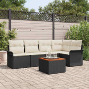 Conjunto de Sofá de Jardim 6 pcs Preto Rattan Sintético