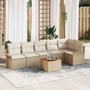 Conjunto de Sofá de Jardim 7 pcs Bege Rattan Sintético