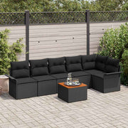Conjunto de Sofá de Jardim 7 pcs Preto Rattan Sintético