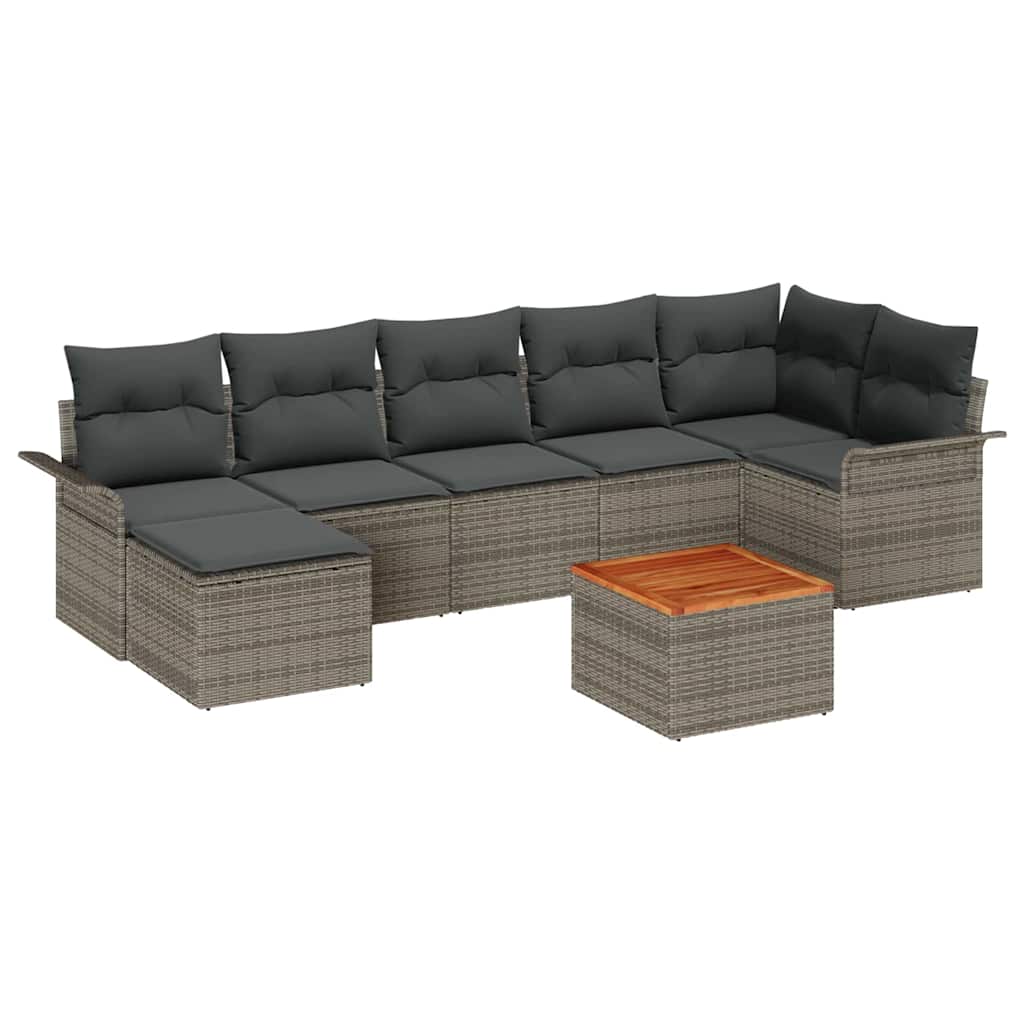 Conjunto de Sofá de Jardim 8 pcs Cinzeto Rattan Sintético