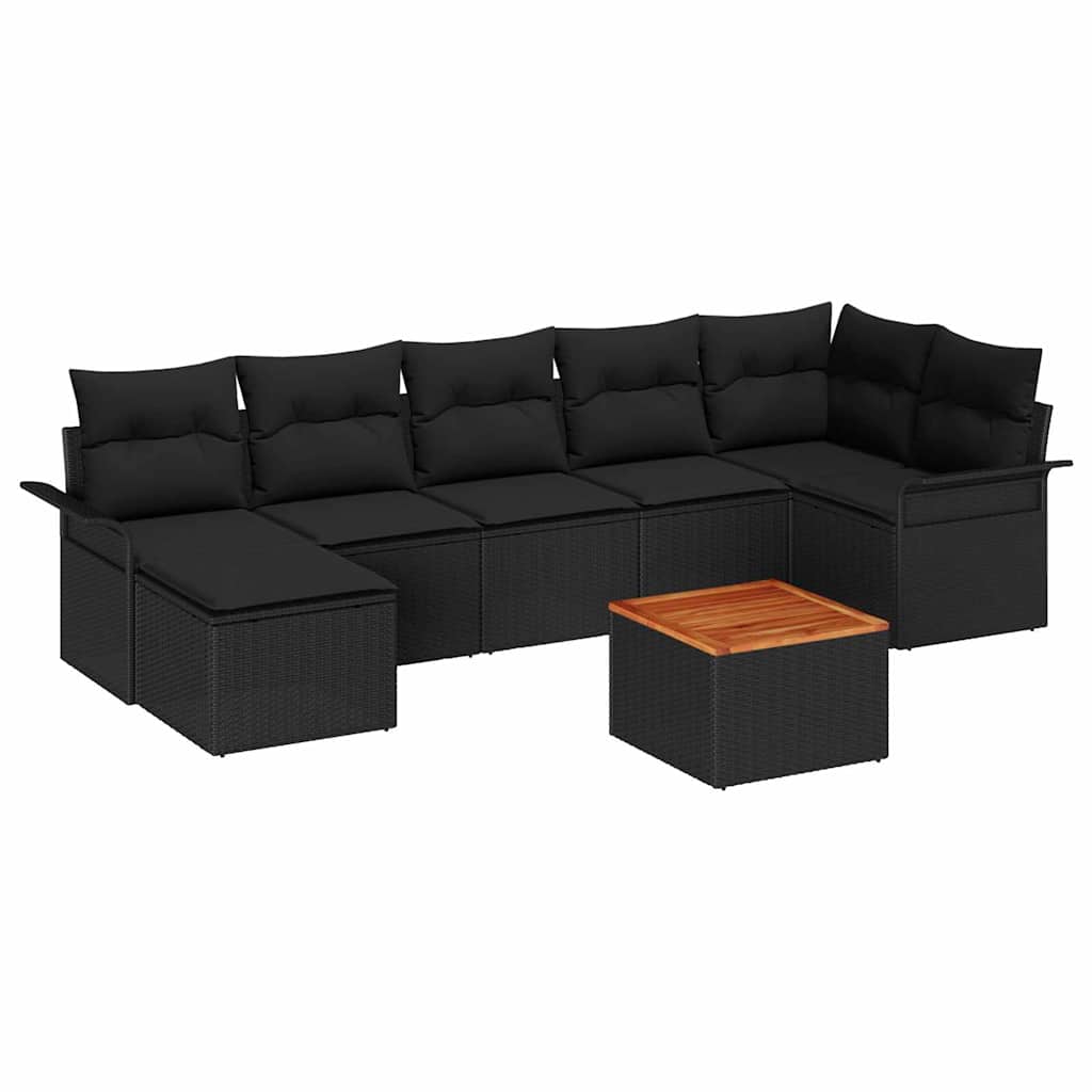 Conjunto de Sofá de Jardim 8 pcs Preto Rattan Sintético