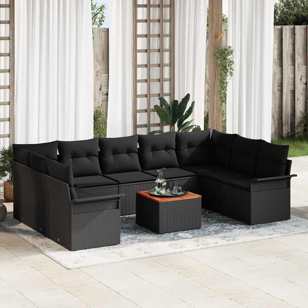 Conjunto de Sofá de Jardim 10 pcs Preto Rattan Sintético