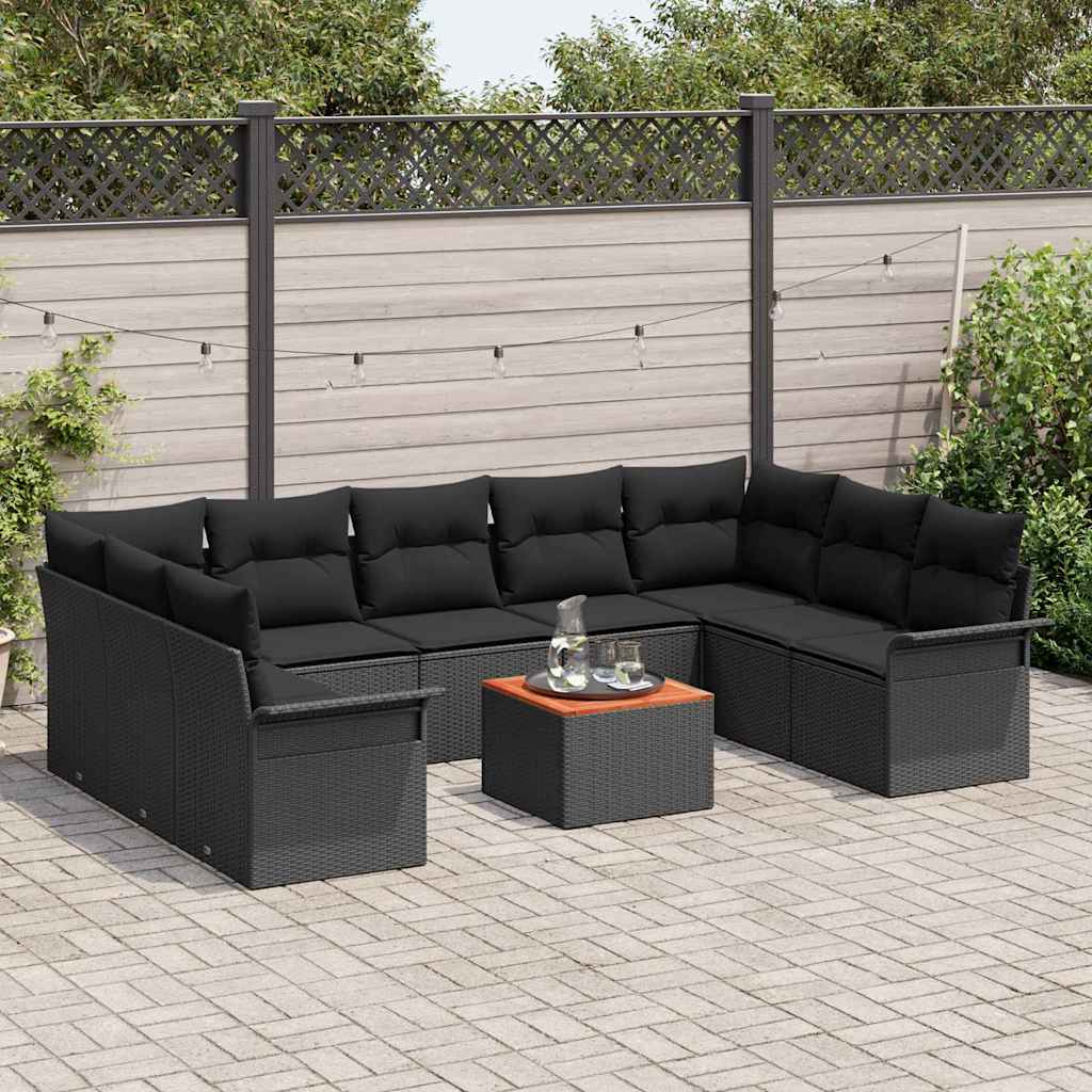 Conjunto de Sofá de Jardim 10 pcs Preto Rattan Sintético
