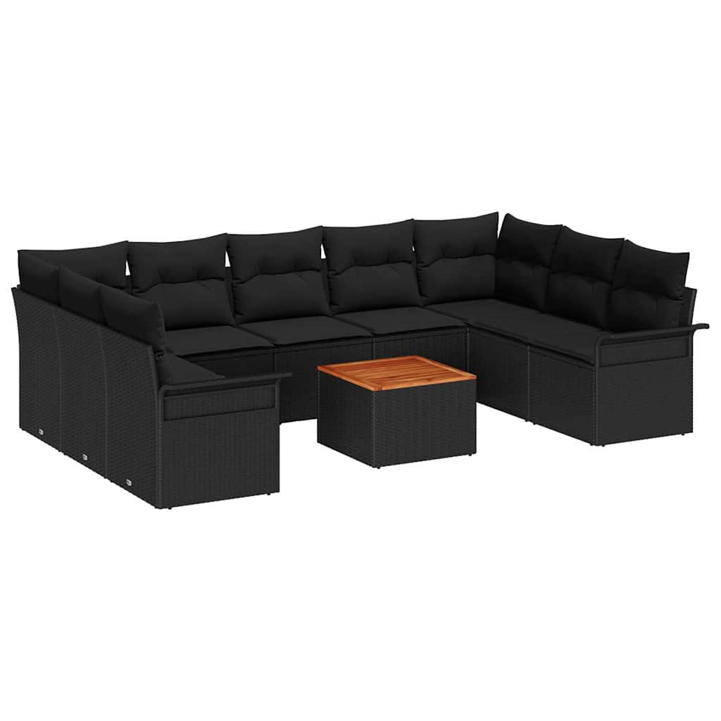 Conjunto de Sofá de Jardim 10 pcs Preto Rattan Sintético