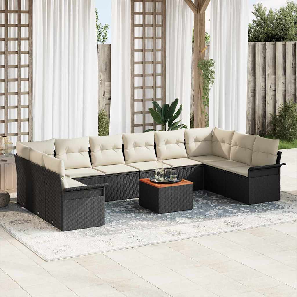 Conjunto de Sofá de Jardim 11 pcs Preto Rattan Sintético