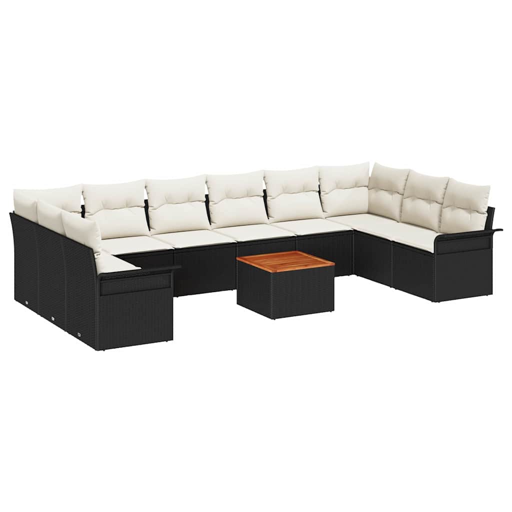 Conjunto de Sofá de Jardim 11 pcs Preto Rattan Sintético