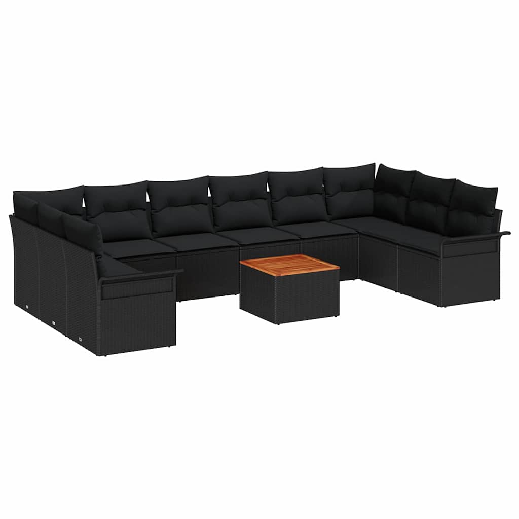 Conjunto de Sofá de Jardim 11 pcs Preto Rattan Sintético