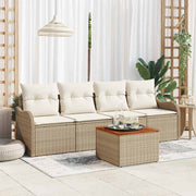 Conjunto de Sofá de Jardim 5 pcs Bege Rattan Sintético
