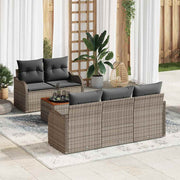 Conjunto de Sofá de Jardim 6 pcs Cinzeto Rattan Sintético