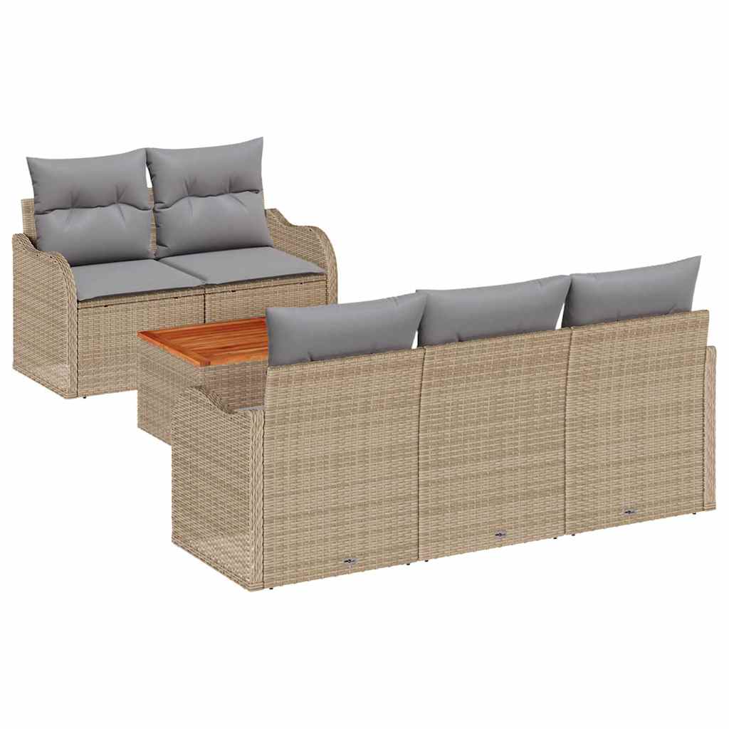 Conjunto de Sofá de Jardim 6 pcs Bege Rattan Sintético