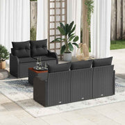 Conjunto de Sofá de Jardim 6 pcs Preto Rattan Sintético