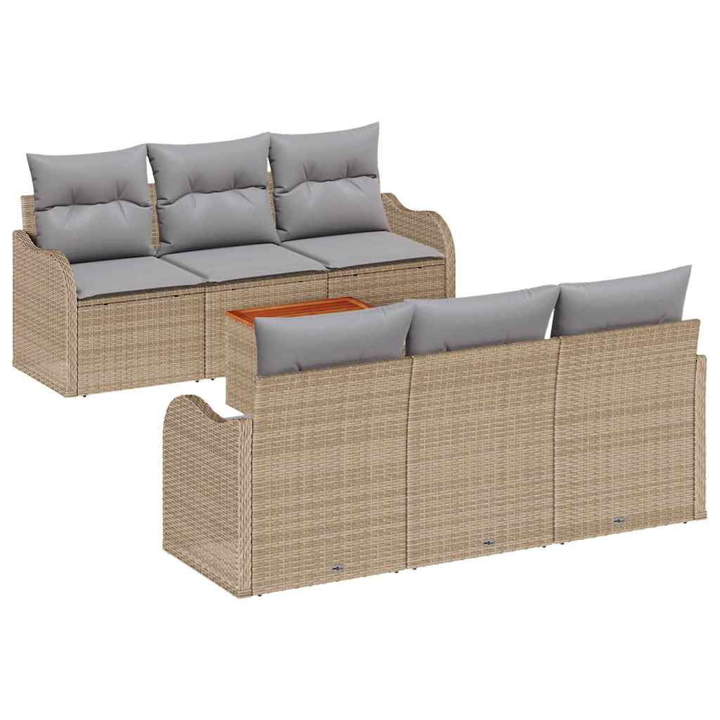 Conjunto de Sofá de Jardim 7 pcs Bege Rattan Sintético