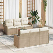 Conjunto de Sofá de Jardim 7 pcs Bege Rattan Sintético