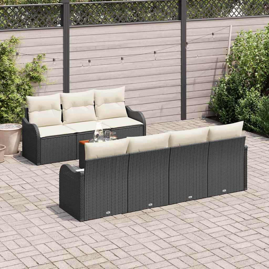 Conjunto de Sofá de Jardim 8 pcs Preto Rattan Sintético