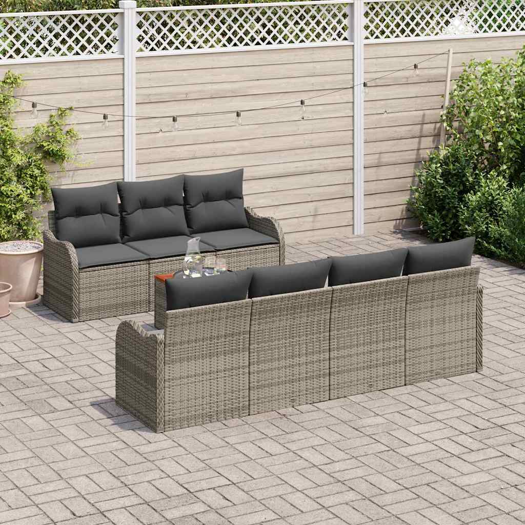 Conjunto de Sofá de Jardim 8 pcs Cinzeto Rattan Sintético