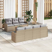 Conjunto de Sofá de Jardim 8 pcs Bege Rattan Sintético