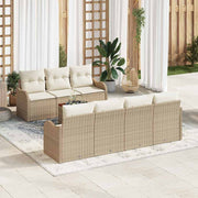 Conjunto de Sofá de Jardim 8 pcs Bege Rattan Sintético