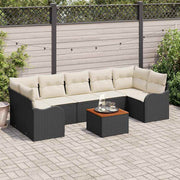Conjunto de Sofá de Jardim 8 pcs Preto Rattan Sintético