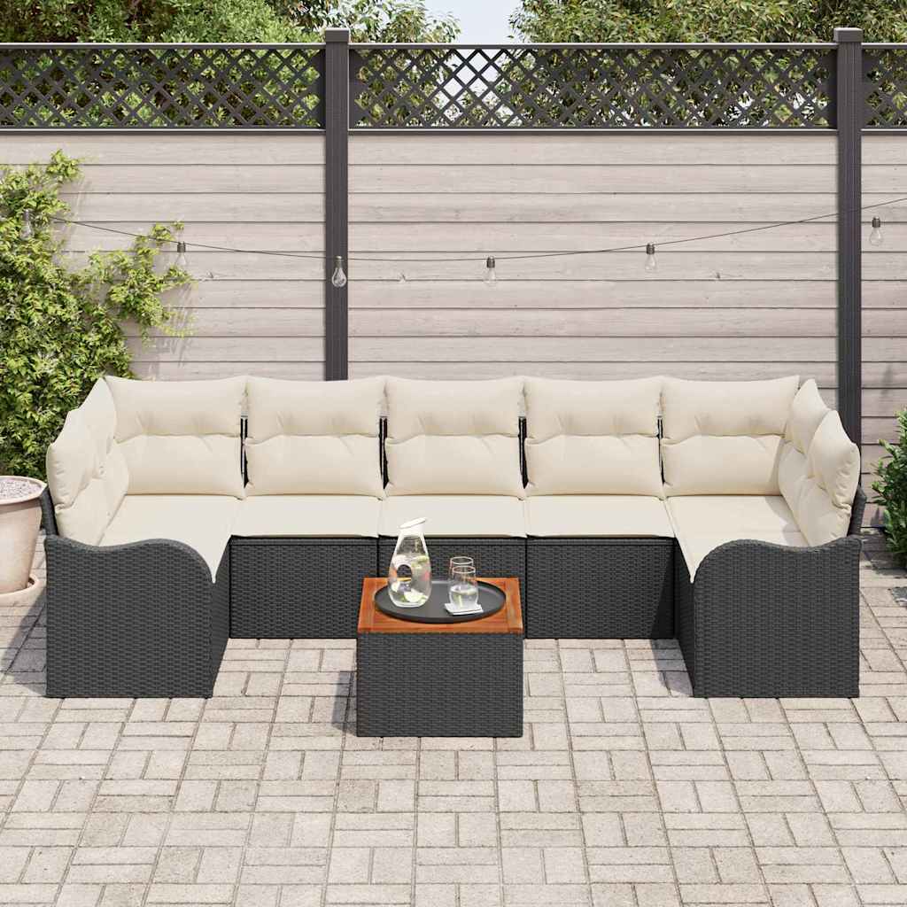 Conjunto de Sofá de Jardim 8 pcs Preto Rattan Sintético