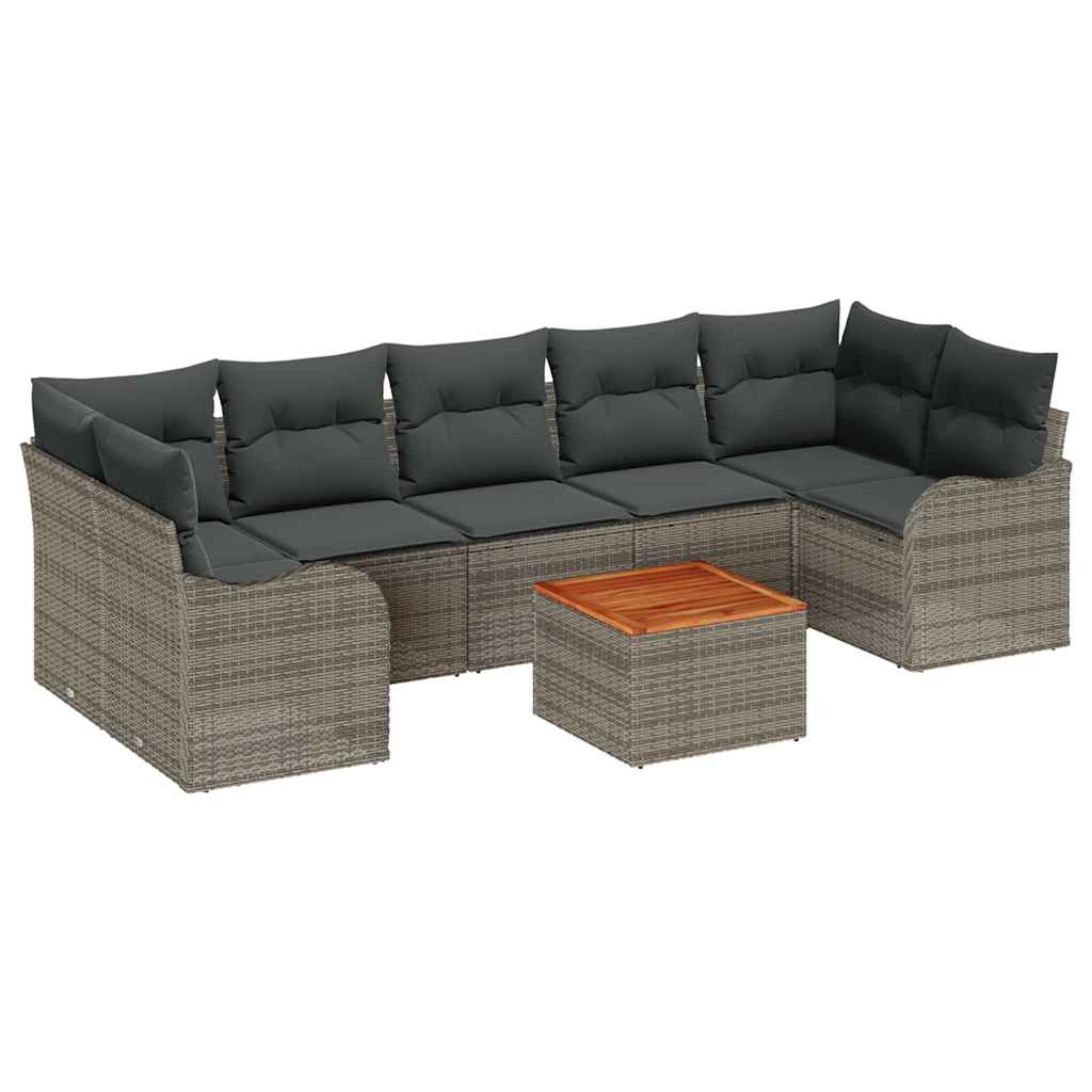 Conjunto de Sofá de Jardim 8 pcs Cinzeto Rattan Sintético