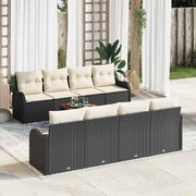 Conjunto de Sofá de Jardim 9 pcs Preto Rattan Sintético