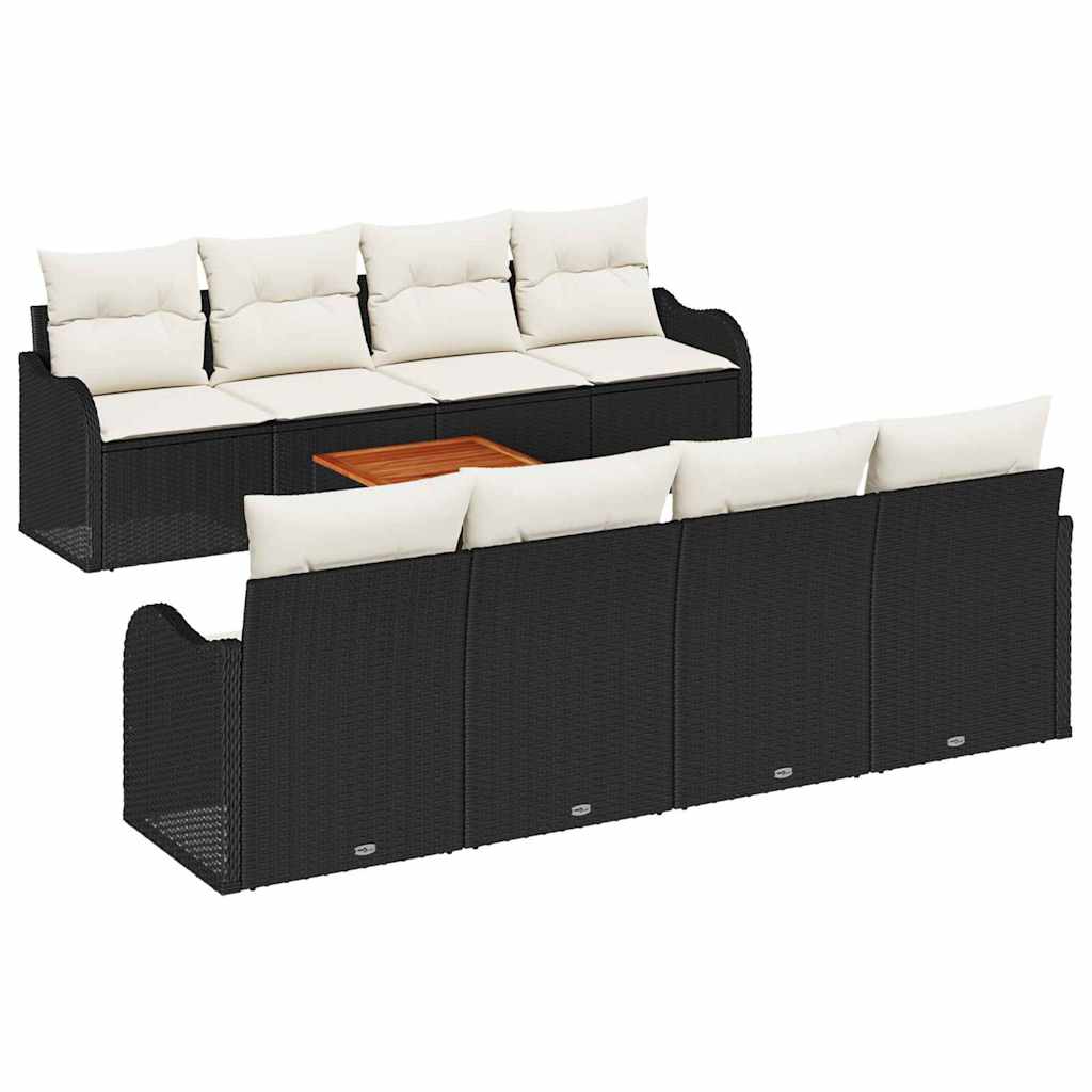 Conjunto de Sofá de Jardim 9 pcs Preto Rattan Sintético