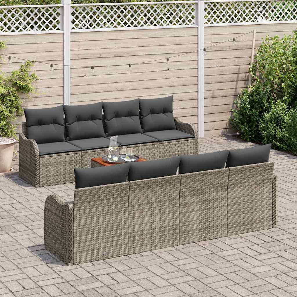 Conjunto de Sofá de Jardim 9 pcs Cinzeto Rattan Sintético