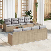 Conjunto de Sofá de Jardim 9 pcs Bege Rattan Sintético