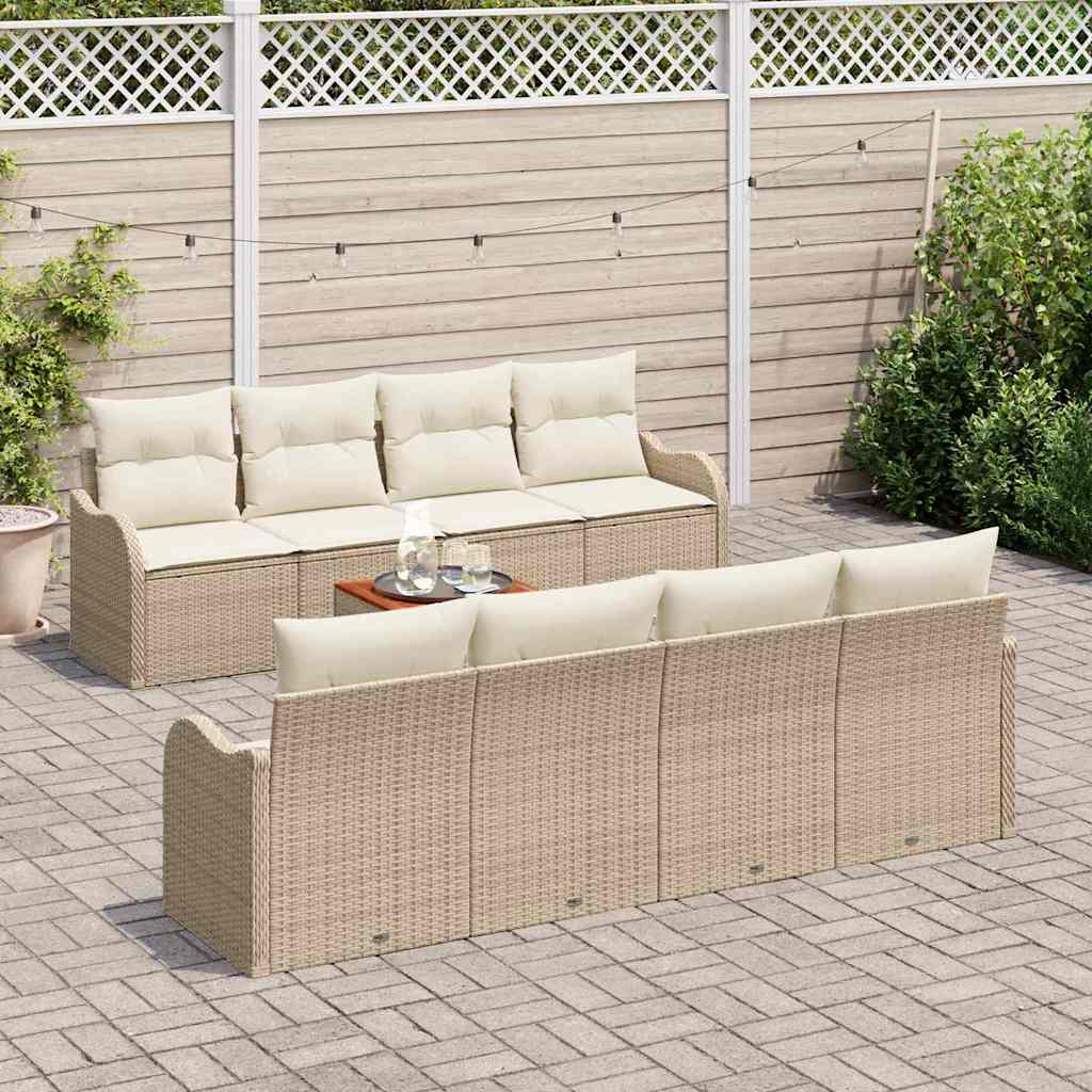 Conjunto de Sofá de Jardim 9 pcs Bege Rattan Sintético