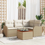 Conjunto de Sofá de Jardim 5 pcs Bege Rattan Sintético
