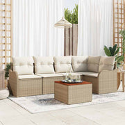 Conjunto de Sofá de Jardim 6 pcs Bege Rattan Sintético