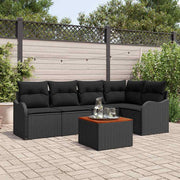 Conjunto de Sofá de Jardim 6 pcs Preto Rattan Sintético