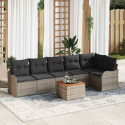 Conjunto de Sofá de Jardim 7 pcs Cinzeto Rattan Sintético