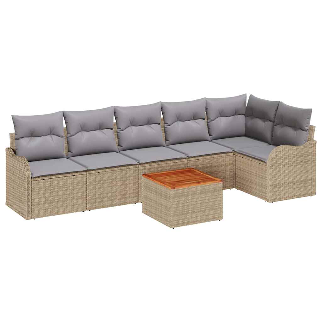 Conjunto de Sofá de Jardim 7 pcs Bege Rattan Sintético