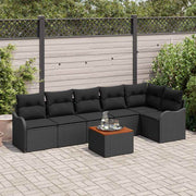 Conjunto de Sofá de Jardim 7 pcs Preto Rattan Sintético