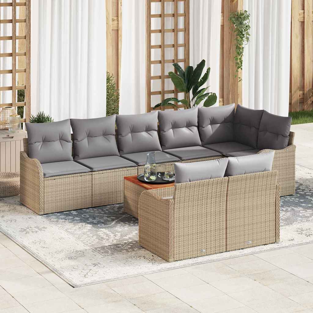 Conjunto de Sofá de Jardim 9 pcs Bege Rattan Sintético