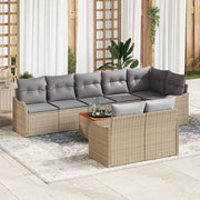 Conjunto de Sofá de Jardim 9 pcs Bege Rattan Sintético