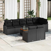 Conjunto de Sofá de Jardim 9 pcs Preto Rattan Sintético