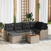Conjunto de Sofá de Jardim 7 pcs Cinzeto Rattan Sintético