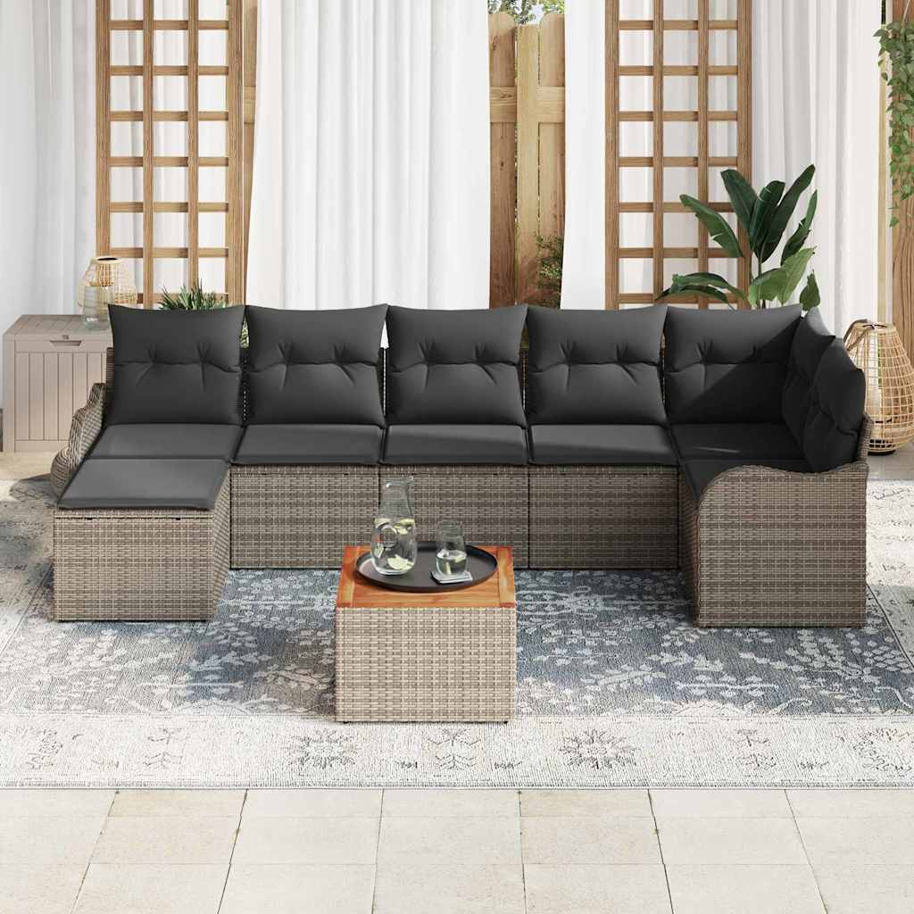 Conjunto de Sofá de Jardim 8 pcs Cinzeto Rattan Sintético