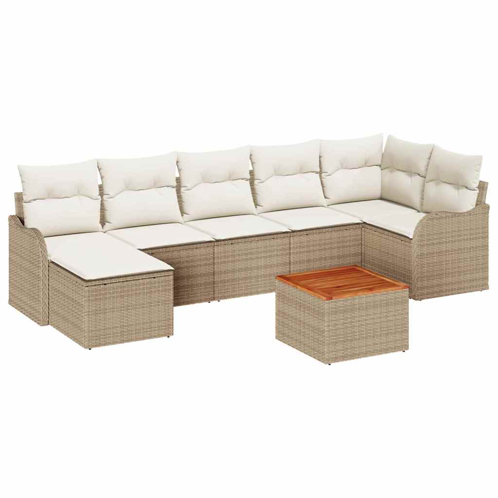 Conjunto de Sofá de Jardim 8 pcs Bege Rattan Sintético